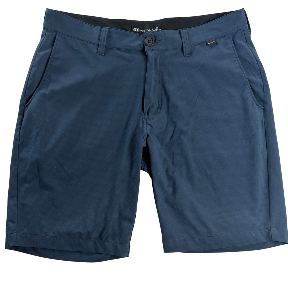 TravisMathew Mens Golf Shorts Blue 33 4-Way Stretch Micro Ripstop 9.5"